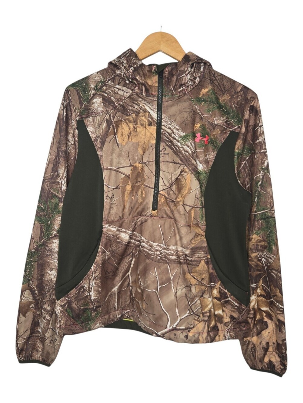 Under Armour Womens Real Tree Camo Scent Control Hunting 1/2 Zip Hoodie Large